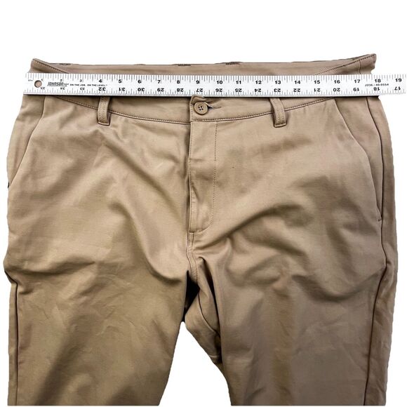 INTO THE AM Pants Mens 38x30 Tan Khaki Performance Tapered All Day Stretch - Picture 10 of 12